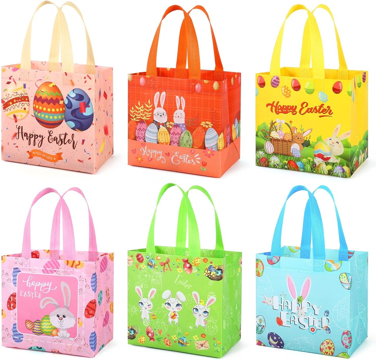 12-Pack Kids Easter Baskets with Handles – Reusable Non-Woven Gift Tote Bags for Egg Hunts, Party Favors & Holiday Gifts